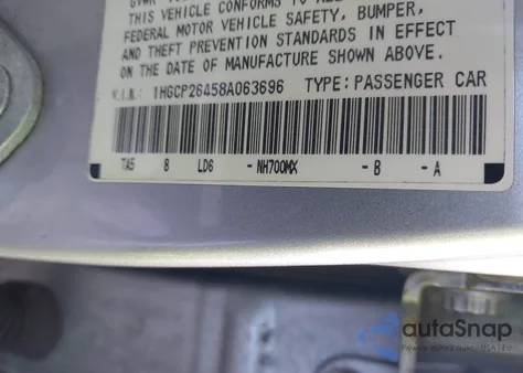 2008 Honda Accord 2.4 Lx-P из США, поврежденный, VIN 1HGCP26458A063696